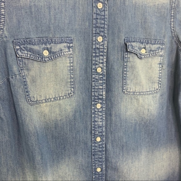 Talbots Denim Button Down Top size XLP roll tab - Picture 2 of 10